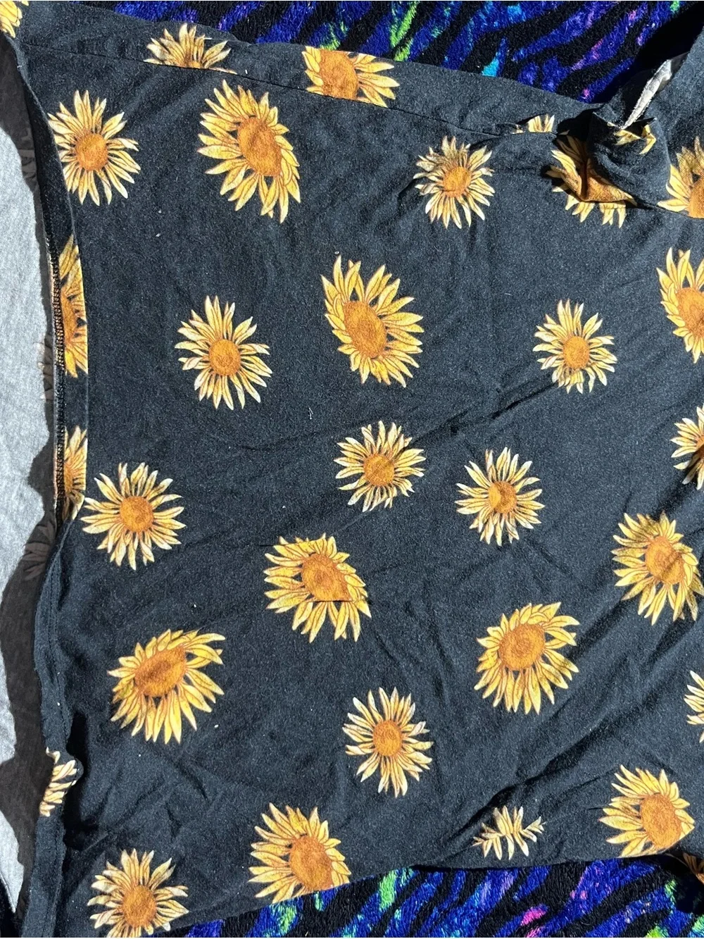 Old Navy Black Sunflower Tee with Yellow Floral Accents